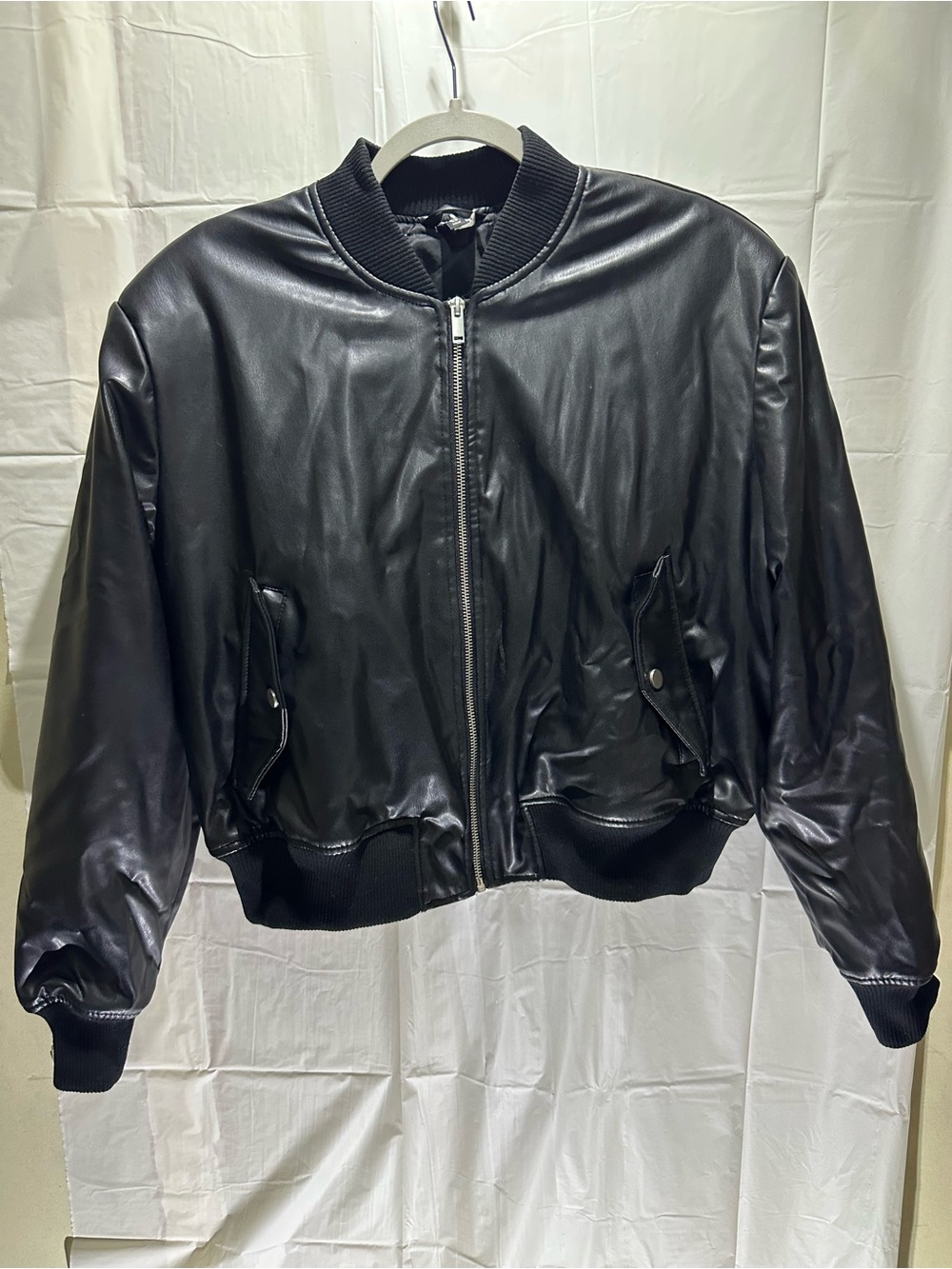 H&M Divided Women’s L coated bomber jacket with shoulder pads